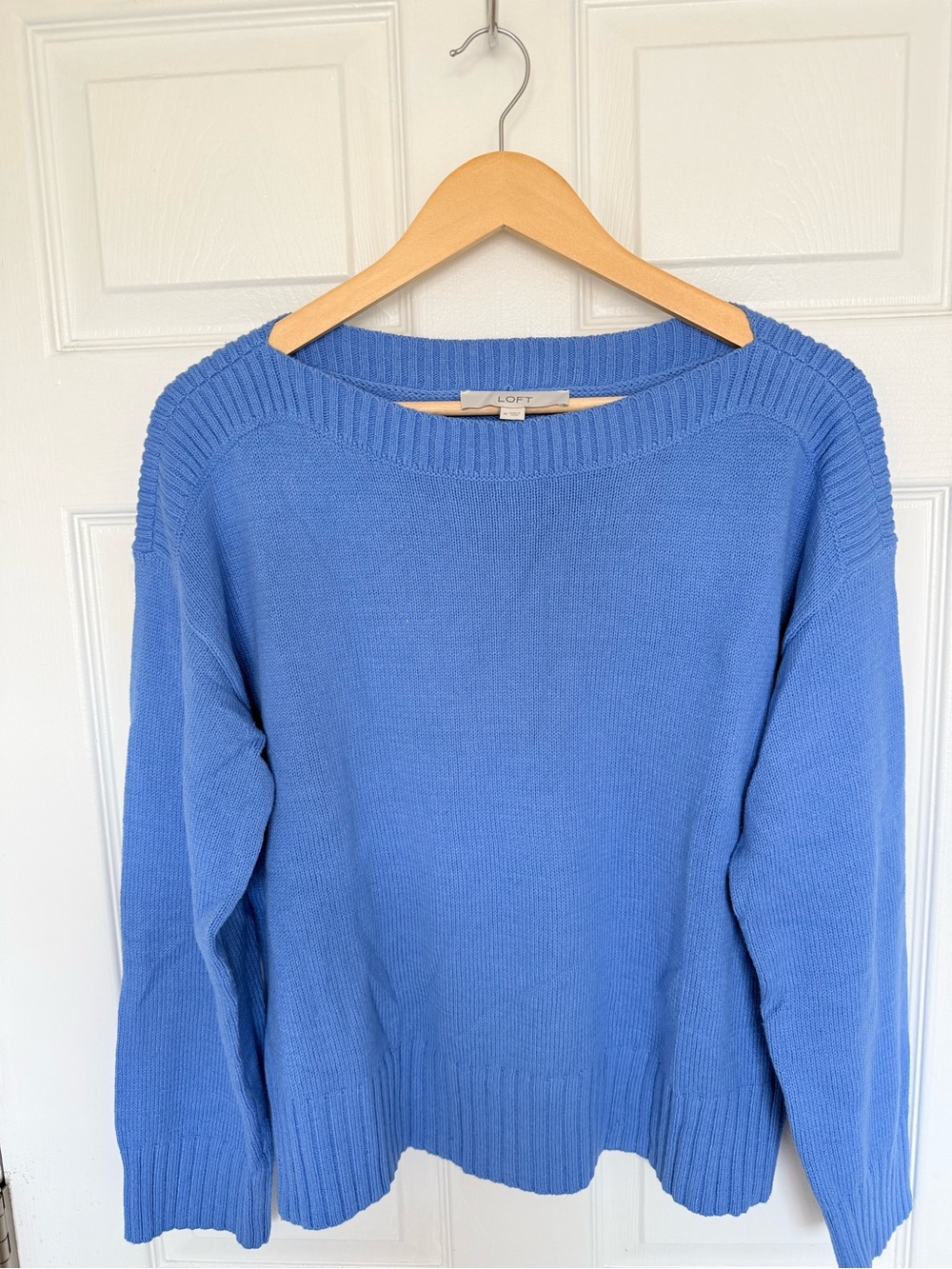 LOFT Periwinkle Blue Scoopneck Knit Sweater